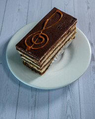 piece of chocolate cake with chocolate