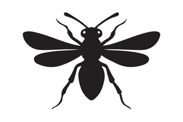 Wasp Silhouette Icon Black Insect Vector