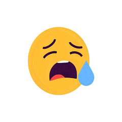 Crying Emoji: Vector Illustration of a Sad Face with a Tear