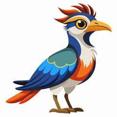 Obraz premium Vibrant cartoon bird with blue and orange feathers