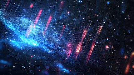 Fototapeta premium Abstract cosmic nebula with vibrant digital veins