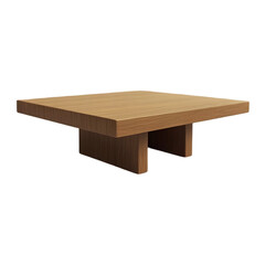 A realistic depiction of a contemporary Coffee Table with a low profile, smooth surface, and minimalist design, isolated on transparent background