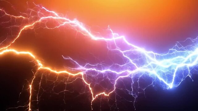 Lightning storm in the night sky with powerful electric bolts and dark clouds 4k creative premium animation video