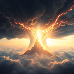 The voice of the Almighty thundering from the heavens, proclaiming the end of all things and the beginning of a new creation, judgment day, doomsday, God is Judging,