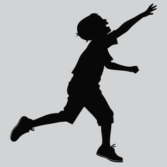 child skipping forward silhouette vector design art and illustration