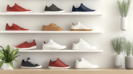 Stylish Sneaker Display: A Collection of Modern Footwear