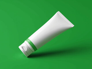 white toothpaste tube mockup with green background