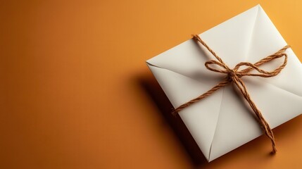 A neatly wrapped gift featuring natural twine and a clean design, this image highlights the excitement of giving and receiving presents in a cozy atmosphere.