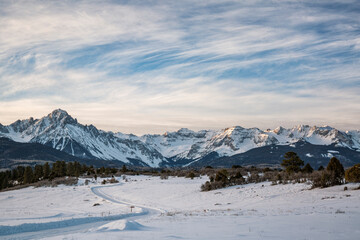 USA, Colorado, San Juan Mountains, Ridgway. Mount Sneffels Wilderness from Top of the Pines preserve
