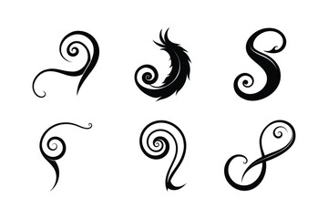 set of swirl silhouette vector illustration 