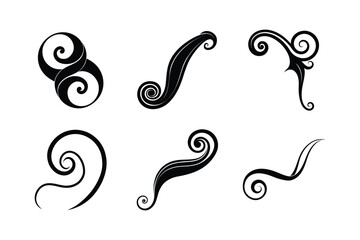 set of swirl silhouette vector illustration 