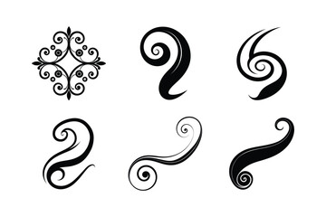 Obraz premium set of swirl silhouette vector illustration 