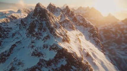 Majestic Snowy Mountain Peak at Sunset