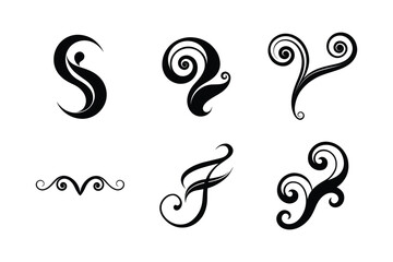 set of swirl silhouette vector illustration 