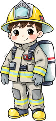 Cute firefighter vector illustration.