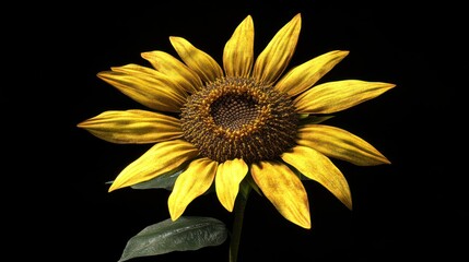 Golden Sunflower in Dark Background