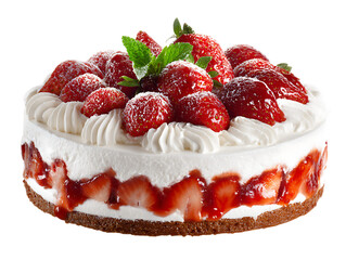 Juicy Strawberry Cake with White Cream Layers