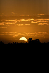 Obraz premium A beautiful sunset in south Florida with a blazing orange sky.