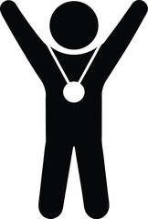 Winning athlete champion silhouette vector illustration