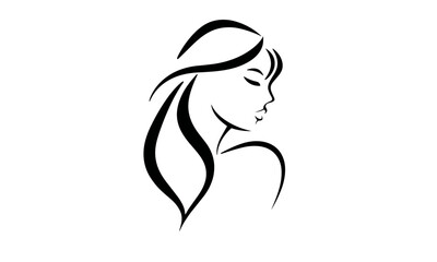 Hair salon logo, elegant woman, hair styling, fashion beauty, feminine design, face care, vector illustration, cosmetic clinic, luxury brand identity, spa therapy, beauty expert, cutout.