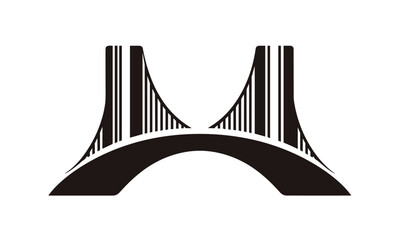 Bridge icon logo design template, abstract bridge symbol vector illustration. creative bridge logo concept, modern construction, city skyline element, urban infrastructure, vector illustration.