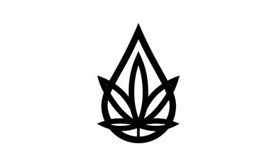 Cannabis essence oil drop logo design, marijuana leaf, natural herb symbol, cannabis product branding, vector illustration, organic plant, herbal extract, wellness icon.