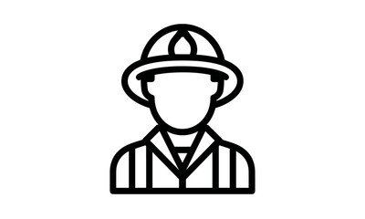 Fireman icon in flat style, firefighter sign, emergency symbol, vector illustration, rescue service, fire brigade badge, helmet icon, safety equipment, png, uniform gear.