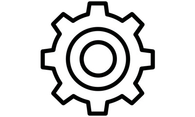 Gear setting icon with cog wheel isolated, vector illustration for UI, cutout icon for app or web, technical symbol, machinery concept, engineering, settings, mechanical, system icon.
