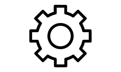 Obraz premium Gear icon, setting symbol, cogwheel vector illustration, system icon, mechanical part, gearwheel, UI element, flat style, engineering icon, png, web interface, technology concept.