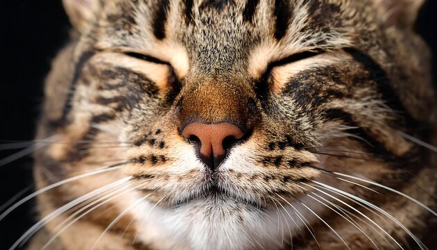 Sleepy tabby cat closeup.