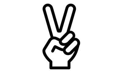 Fototapeta premium Hand gesture V icon, peace fingers, victory hand sign, love gesture symbol, hand showing two fingers, isolated on white, vector illustration, arm sign, communication concept.