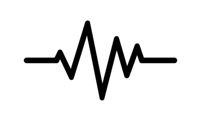 Heart rate pulse symbol, heartbeat monitor icon vector illustration, medical heartbeat signal, cardiogram display, health concept flat icon, isolated cutout.