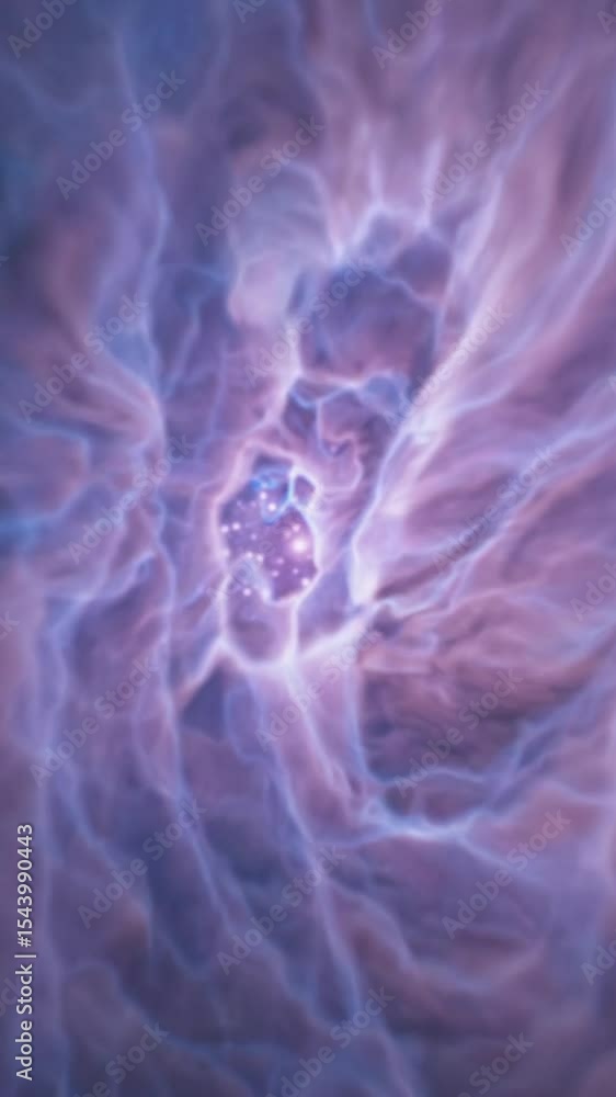 Poster Abstract cosmic nebula swirl background in purple tones with dynamic motion and energy patterns - seamless backdrop for space visuals and fantasy art