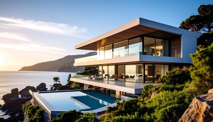 Modern Villa with Ocean Sunset View.