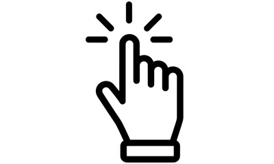 Touch vector icon, hand cursor symbol, black illustration, click pointer, mouse interaction, gesture control, flat icon, vector illustration, user interface, cutout, UI concept.
