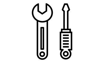Wrench and screwdriver icon, service repair tools, mechanical maintenance, fix concept, handyman gear, vector illustration, spanner, setting symbol, workshop, png.