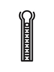 Zipper icon vector illustration, isolated on white background, clothing symbol, fashion accessory, tailoring tool, metal zip, apparel concept, design element, cutout, fastener icon.