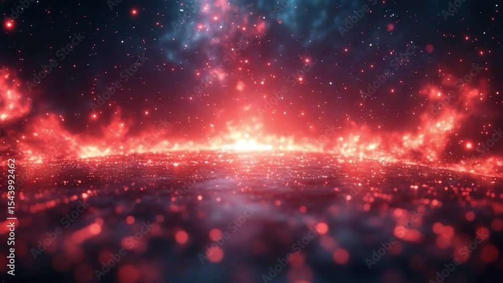 Poster fiery universe: a mesmerizing view of the cosmos unfolds with vibrant celestial bodies, capturing th