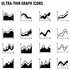 Obraz premium Collection of modern ultra thin line graph icons representing data and information visualization