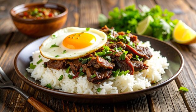 Philippine Silog Breakfast. Traditional Philippinian Breakfast