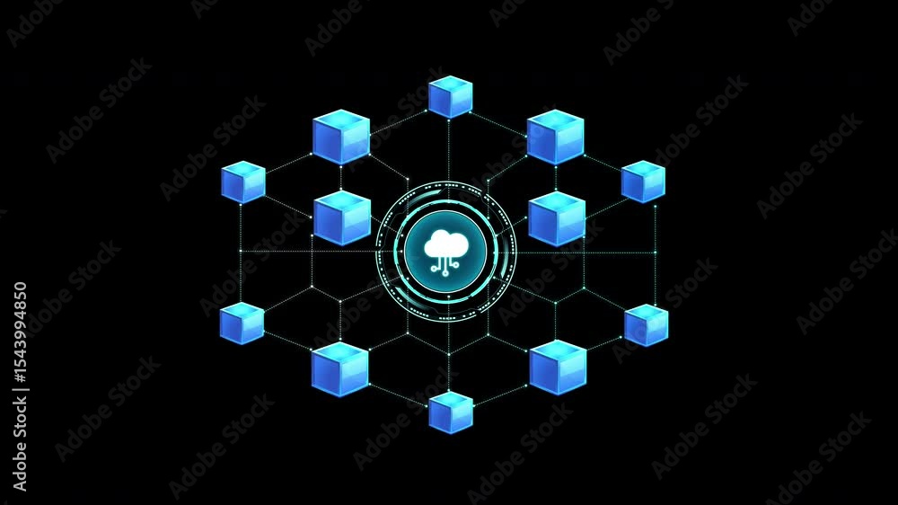 Poster abstract network connection template. modern technology concept for clouding computing, blockchain t