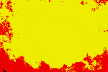 A vibrant yellow background with a striking red grunge border, creating an abstract, distressed artistic design. Ideal for backgrounds, graphic design, and creative projects.
