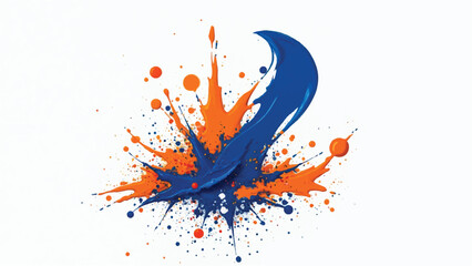 Orange and blue paint splash on white background. A vibrant vector illustration of abstract Orange and blue paint splashes. 