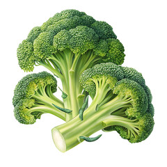 Fresh broccoli florets isolated on transparent background