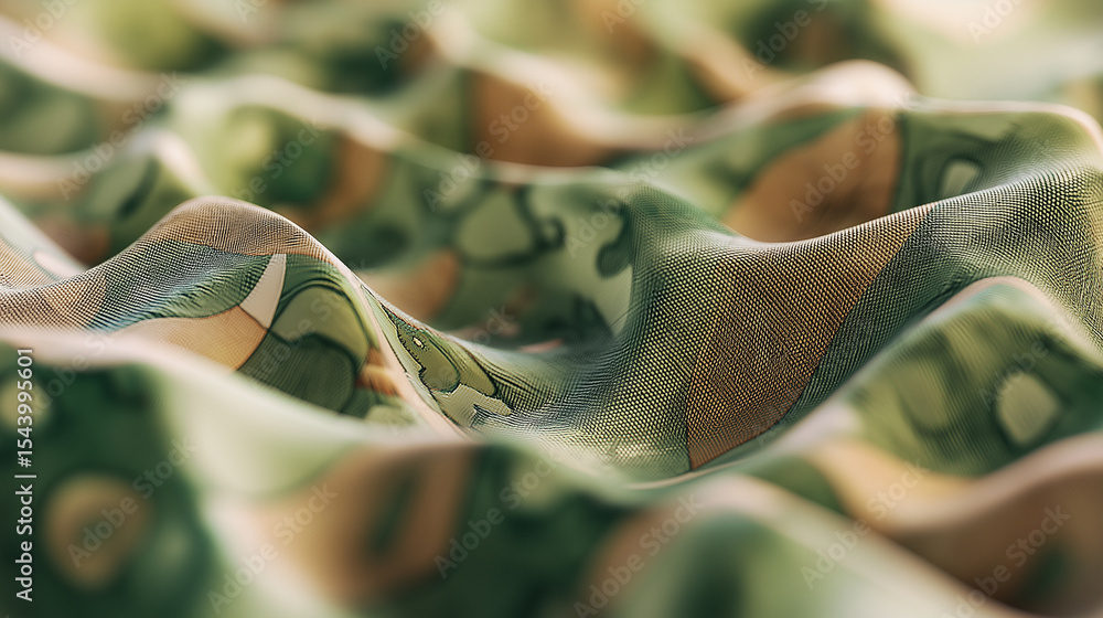 Poster elegant flowing fabric in pastel tones with soft waves and texture.