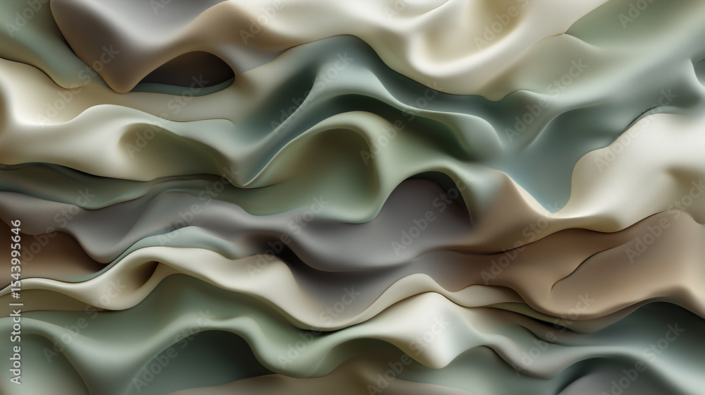 Poster elegant flowing fabric in pastel tones with soft waves and texture.