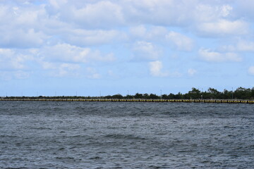 view from the sea to the island of curcuracao