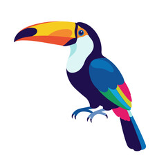 Fototapeta premium Colorful toucan bird perched, tropical wildlife concept, vector illustration 