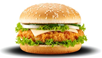 Crispy Chicken Burger with Closeup. (1)
