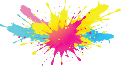 A vibrant, abstract, colorful splatter background with a white background. Multicolor splatter design. Colorful Paint Splashes. 